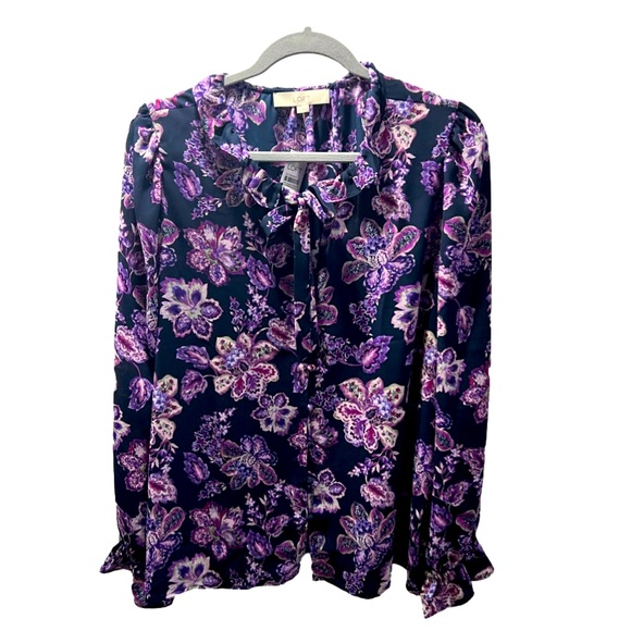 LOFT Tops - NWT LOFT|Purple Floral Blouse|Size Large